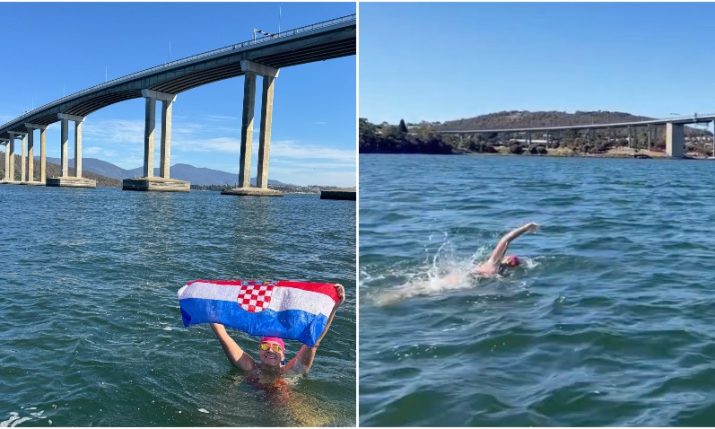 VIDEO: Dina Levačić completes Tasmania’s epic Derwent River Swim
